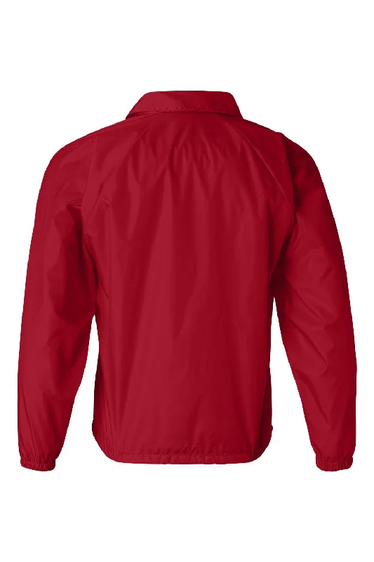 Augusta Sportswear Mens Water Resistant Snap Down Coaches Jacket - Red - NEW