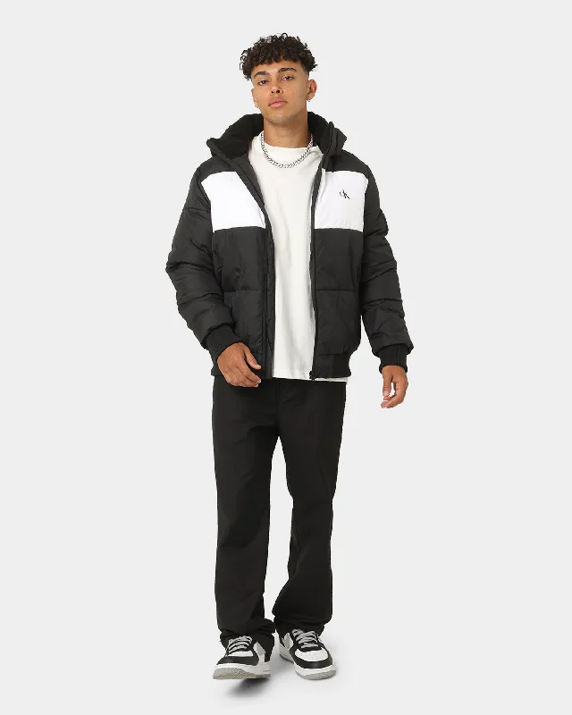 Calvin Klein Colourblock Spliced Puffer Black