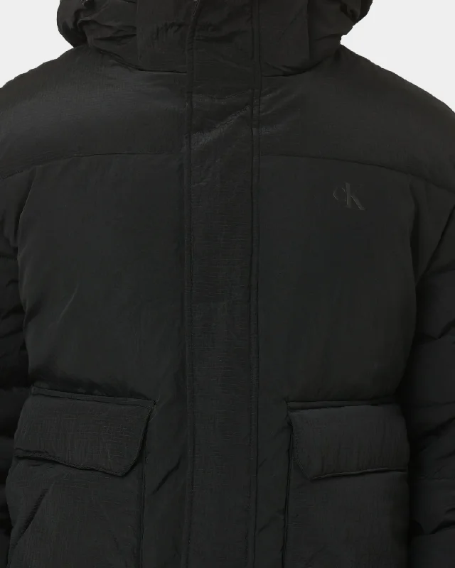 Calvin Klein Ribstop Non Down Hooded Puffer Black