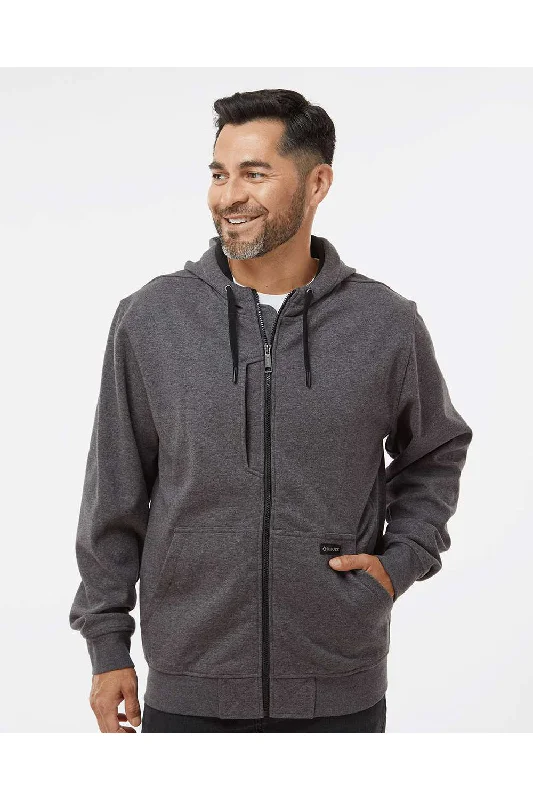 Dri Duck Mens Batemen Bonded Power Fleece 2.0 Full Zip Hooded Jacket - Dark Oxford Grey - NEW