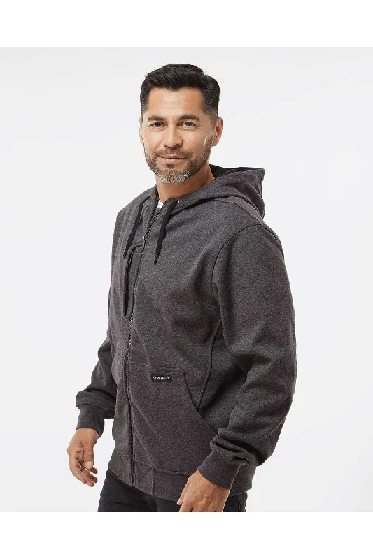 Dri Duck Mens Batemen Bonded Power Fleece 2.0 Full Zip Hooded Jacket - Dark Oxford Grey - NEW