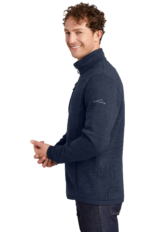 Eddie Bauer Mens Pill Resistant Fleece Full Zip Jacket - Heather River Navy Blue