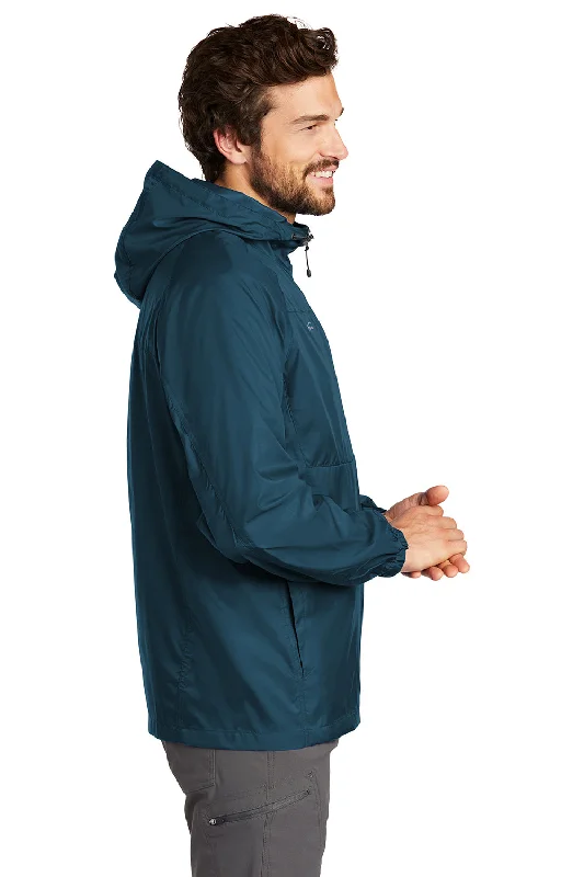 Eddie Bauer Mens Packable Wind Resistant Full Zip Hooded Jacket - Adriatic Blue