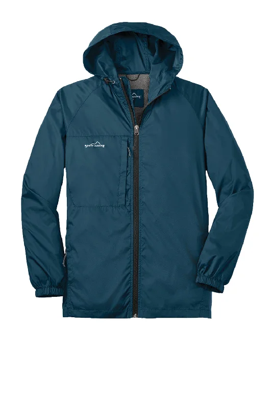 Eddie Bauer Mens Packable Wind Resistant Full Zip Hooded Jacket - Adriatic Blue