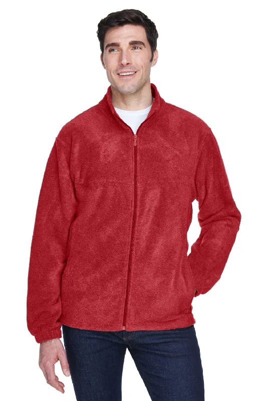 Harriton Mens Pill Resistant Fleece Full Zip Jacket - Red