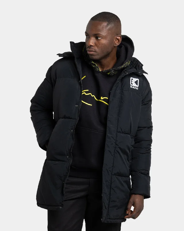 Karl Kani Men's OG Long Hooded Puffer Jacket Black