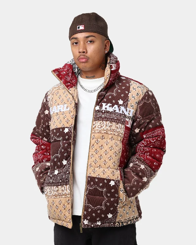 Karl Kani Retro paisley Cord Puffer Jacket Sand