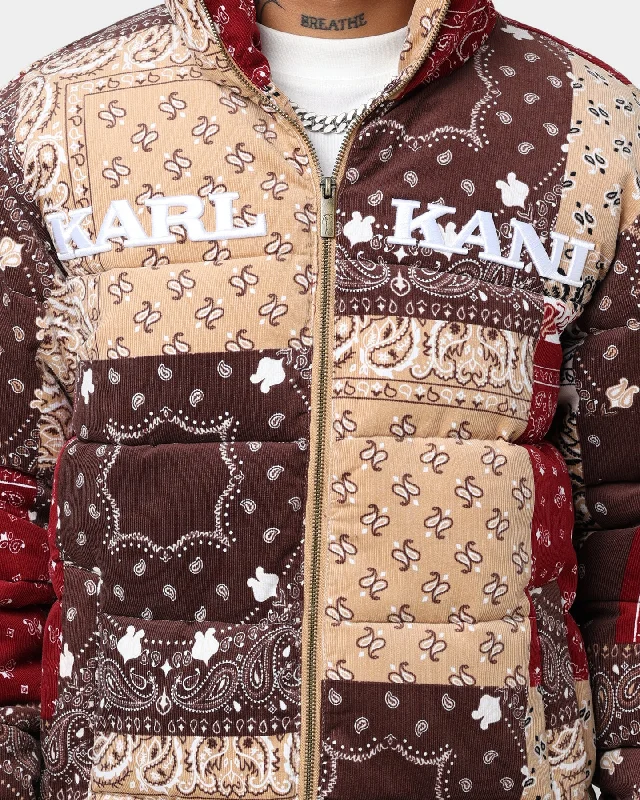 Karl Kani Retro paisley Cord Puffer Jacket Sand