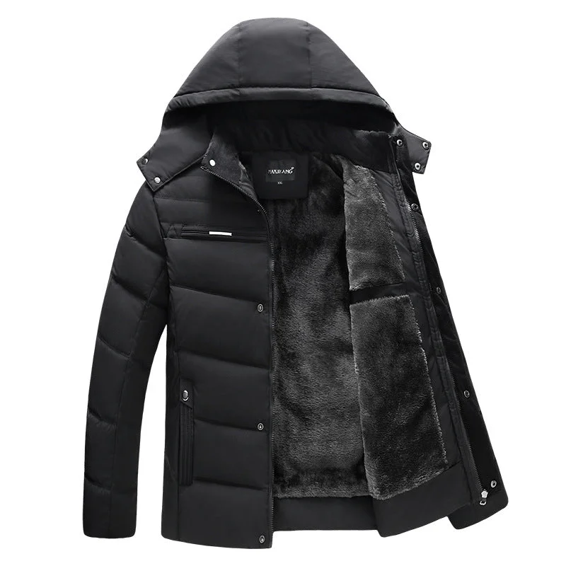 Men's Winter Warm Hooded Fur Lined Jacket