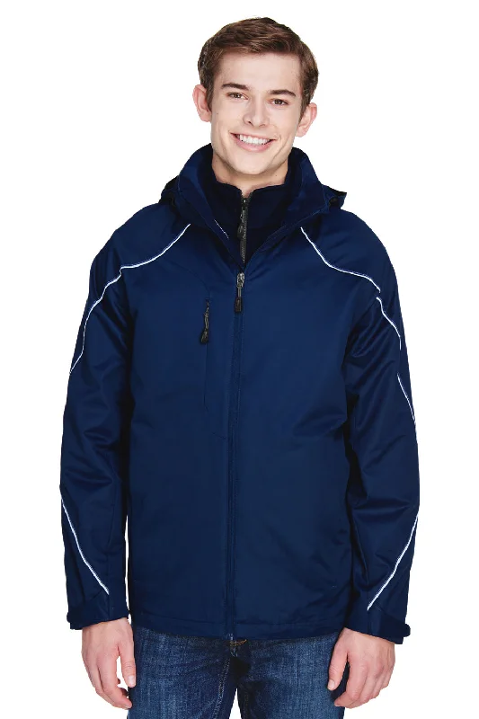 North End Mens Angle 3-in-1 Water Resistant Full Zip Hooded Jacket - Night Blue