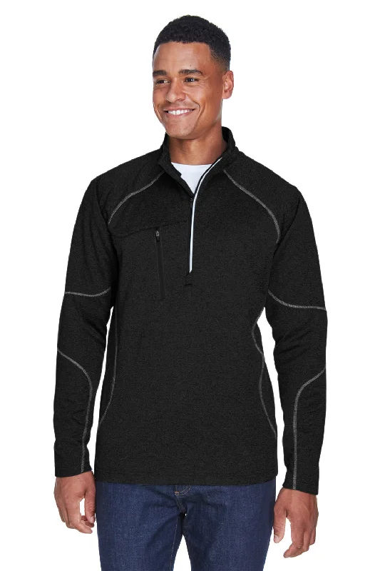 North End Mens Catalyst Performance Moisture Wicking 1/4 Zip Fleece Jacket - Black