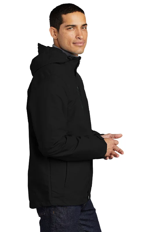 Port Authority Mens All Conditions Waterproof Full Zip Hooded Jacket - Black