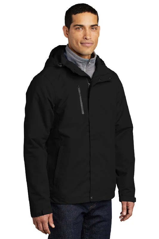 Port Authority Mens All Conditions Waterproof Full Zip Hooded Jacket - Black