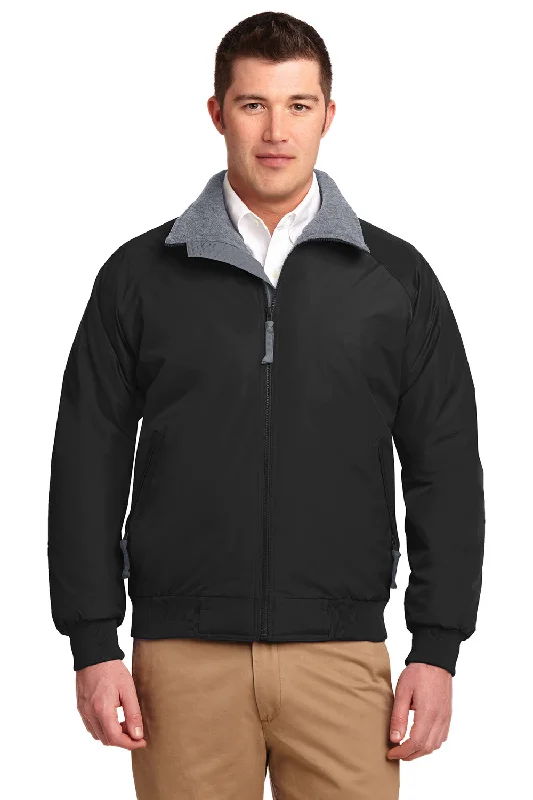 Port Authority Mens Challenger Wind & Water Resistant Full Zip Jacket - True Black/Heather Grey