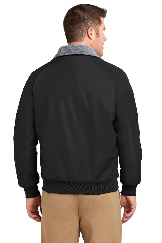 Port Authority Mens Challenger Wind & Water Resistant Full Zip Jacket - True Black/Heather Grey