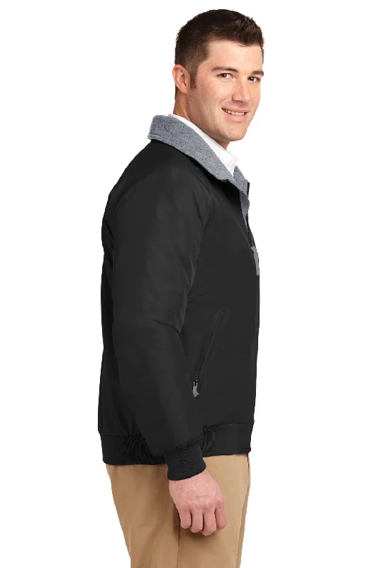 Port Authority Mens Challenger Wind & Water Resistant Full Zip Jacket - True Black/Heather Grey