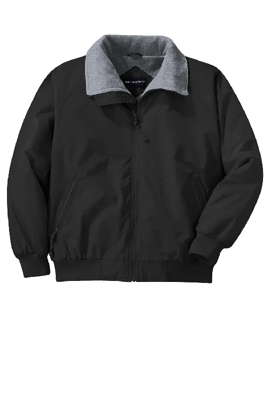 Port Authority Mens Challenger Wind & Water Resistant Full Zip Jacket - True Black/Heather Grey