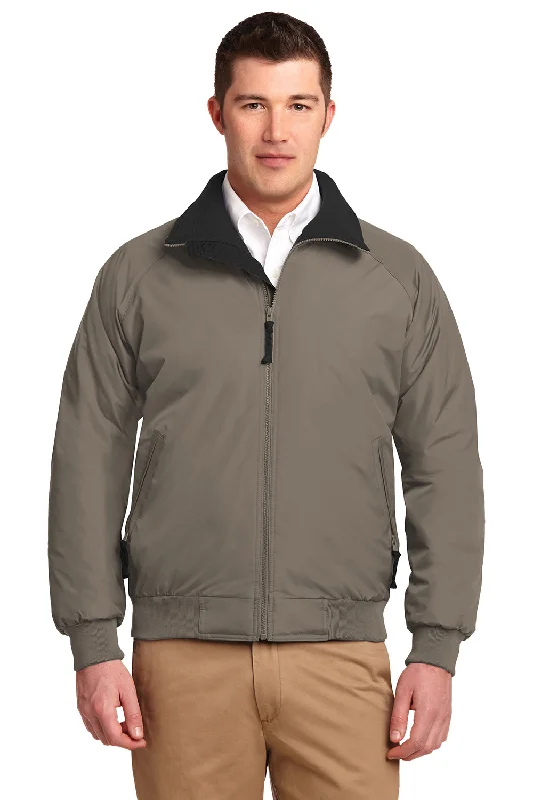 Port Authority Mens Challenger Wind & Water Resistant Full Zip Jacket - Khaki/True Black