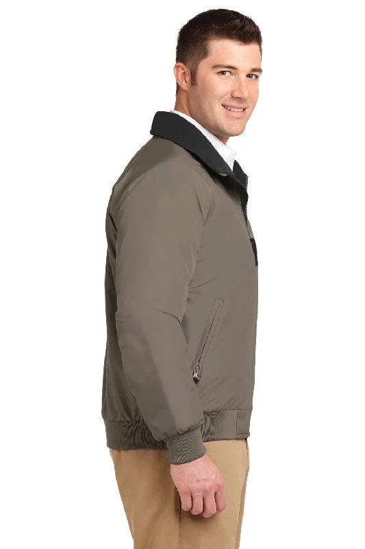 Port Authority Mens Challenger Wind & Water Resistant Full Zip Jacket - Khaki/True Black