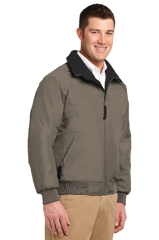 Port Authority Mens Challenger Wind & Water Resistant Full Zip Jacket - Khaki/True Black