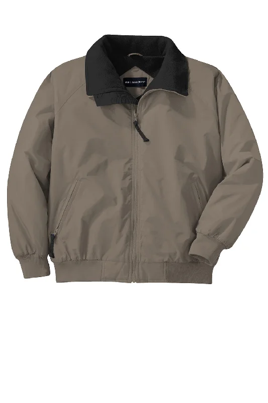 Port Authority Mens Challenger Wind & Water Resistant Full Zip Jacket - Khaki/True Black