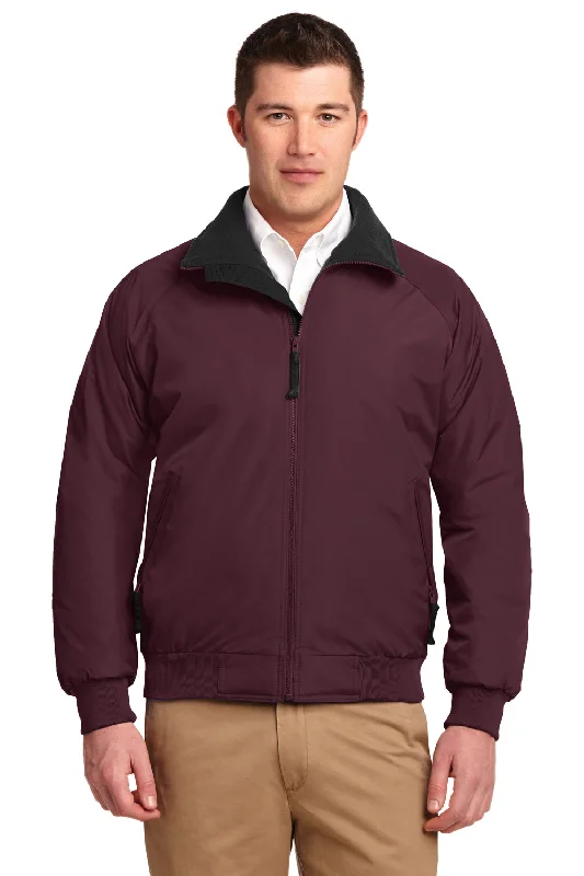 Port Authority Mens Challenger Wind & Water Resistant Full Zip Jacket - Maroon/True Black