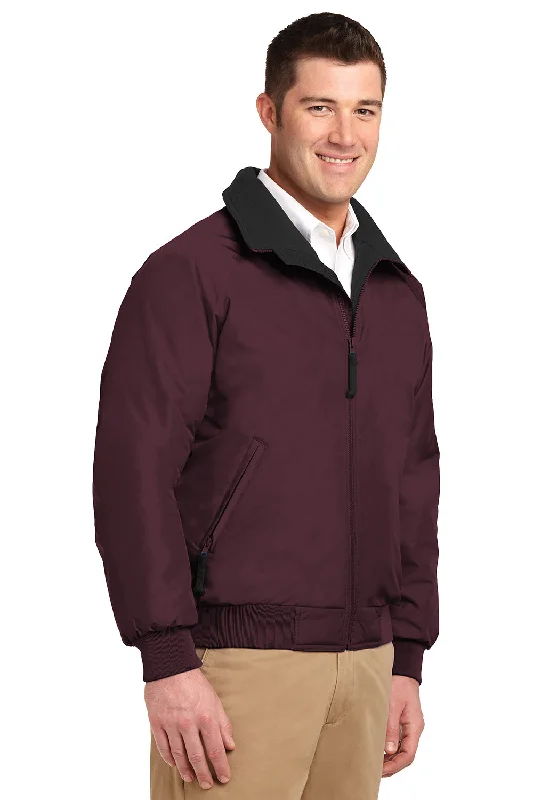 Port Authority Mens Challenger Wind & Water Resistant Full Zip Jacket - Maroon/True Black