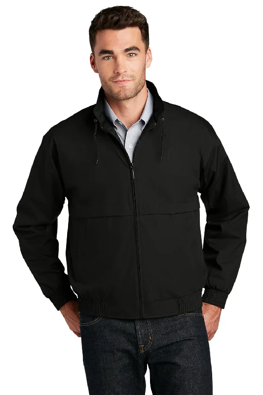 Port Authority Mens Classic Poplin Wind & Water Resistant Full Zip Jacket - Black