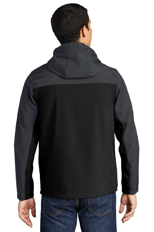 Port Authority Mens Core Wind & Water Resistant Full Zip Hooded Jacket - Black/Battleship Grey