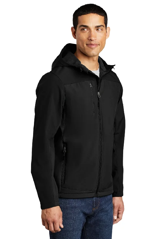 Port Authority Mens Core Wind & Water Resistant Full Zip Hooded Jacket - Black