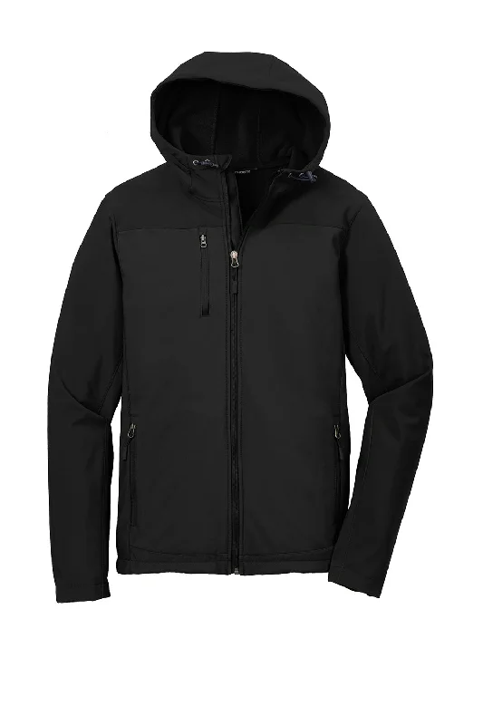 Port Authority Mens Core Wind & Water Resistant Full Zip Hooded Jacket - Black