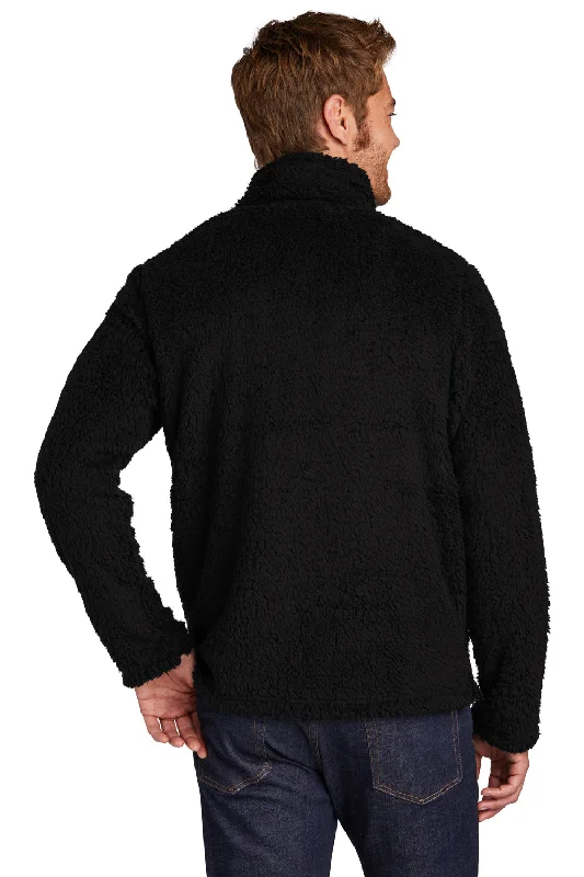 Port Authority Mens Cozy Sherpa Fleece 1/4 Zip Jacket - Black