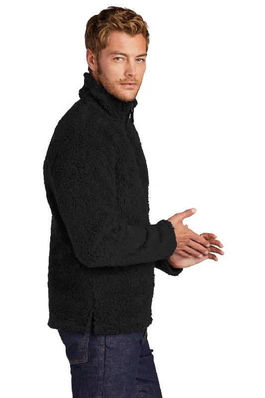 Port Authority Mens Cozy Sherpa Fleece 1/4 Zip Jacket - Black