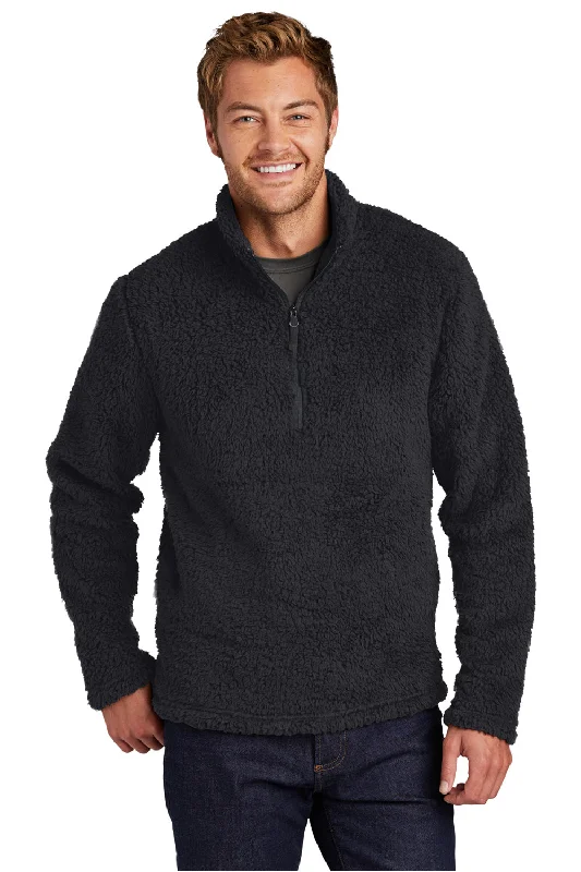 Port Authority Mens Cozy Sherpa Fleece 1/4 Zip Jacket - Charcoal Grey