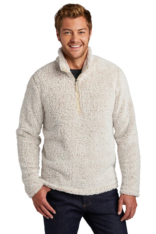 Port Authority Mens Cozy Sherpa Fleece 1/4 Zip Jacket - Heather Oatmeal