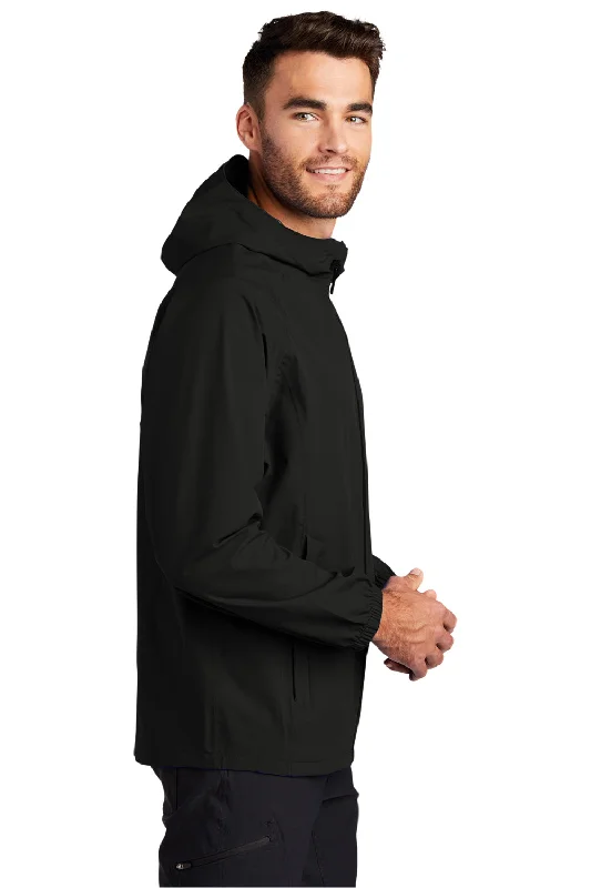 Port Authority Mens Essential Waterproof Full Zip Hooded Rain Jacket - Deep Black