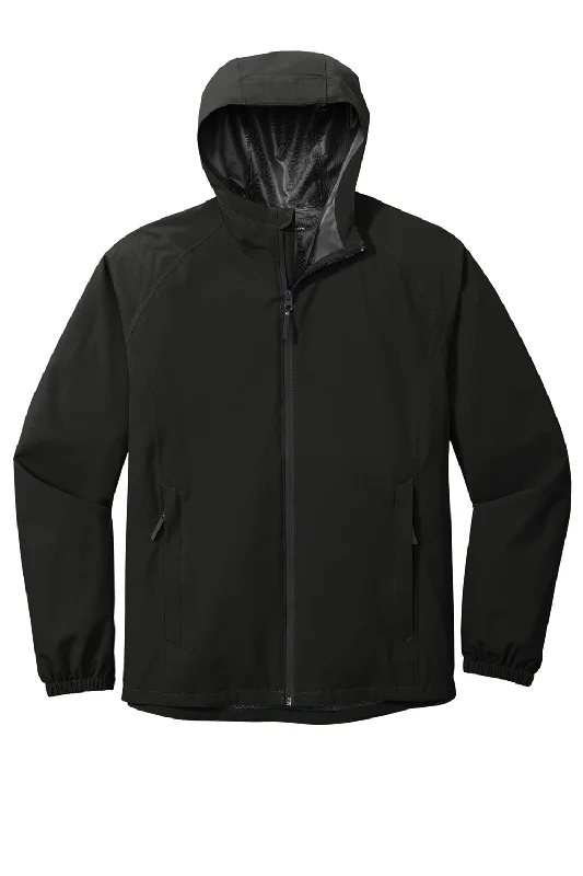 Port Authority Mens Essential Waterproof Full Zip Hooded Rain Jacket - Deep Black