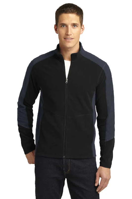 Port Authority Mens Full Zip Microfleece Jacket - Black/Battleship Grey