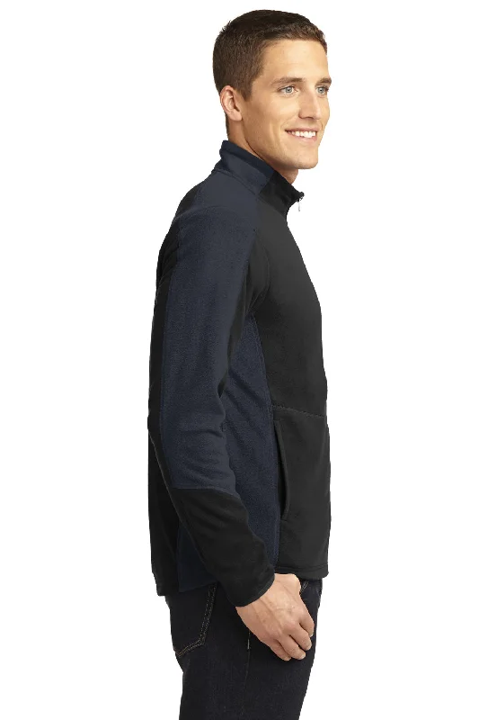 Port Authority Mens Full Zip Microfleece Jacket - Black/Battleship Grey