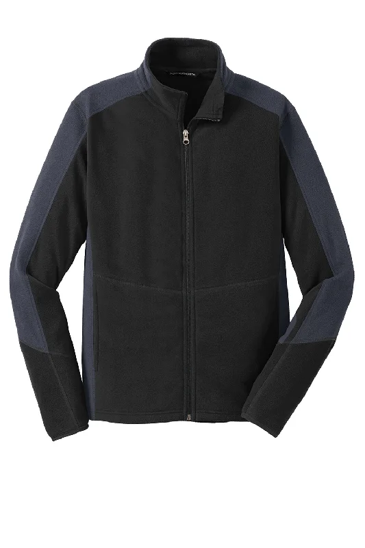 Port Authority Mens Full Zip Microfleece Jacket - Black/Battleship Grey