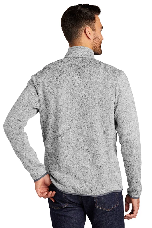 Port Authority Mens Full Zip Sweater Fleece Jacket - Heather Grey