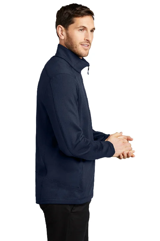 Port Authority Mens Grid Fleece Full Zip Jacket - River Navy Blue