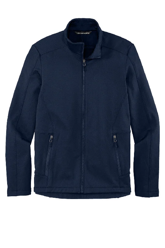 Port Authority Mens Grid Fleece Full Zip Jacket - River Navy Blue