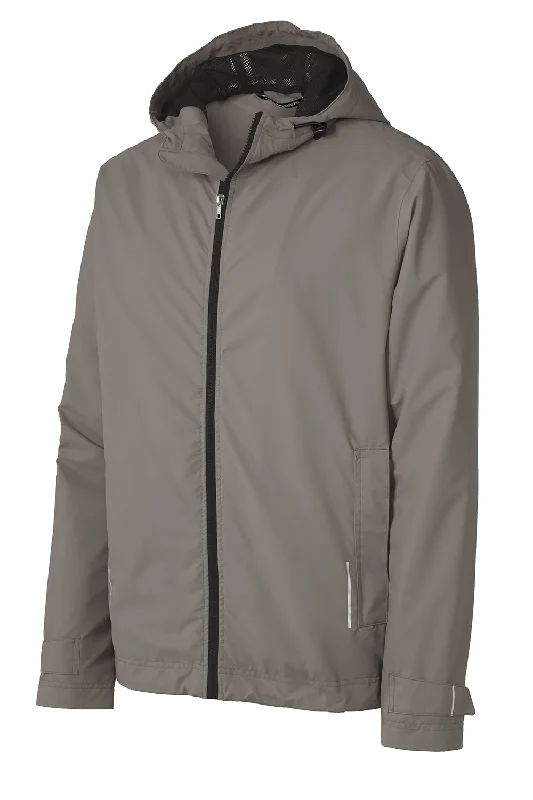 Port Authority Mens Northwest Slicker Waterproof Full Zip Hooded Jacket - Northern Grey