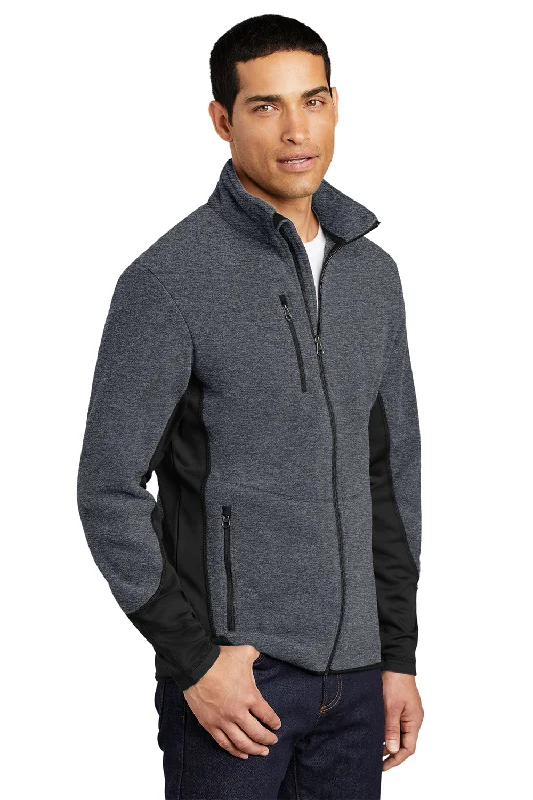 Port Authority Mens R-Tek Pro Pill Resistant Fleece Full Zip Jacket - Heather Charcoal Grey/Black