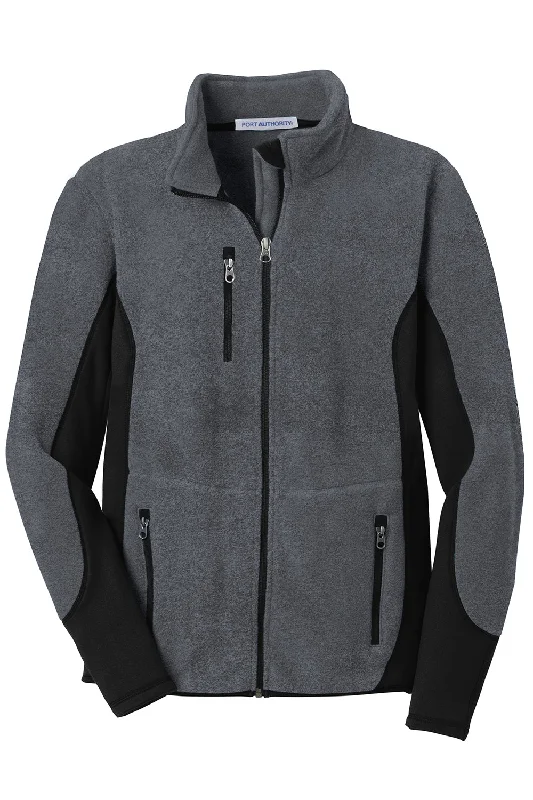 Port Authority Mens R-Tek Pro Pill Resistant Fleece Full Zip Jacket - Heather Charcoal Grey/Black