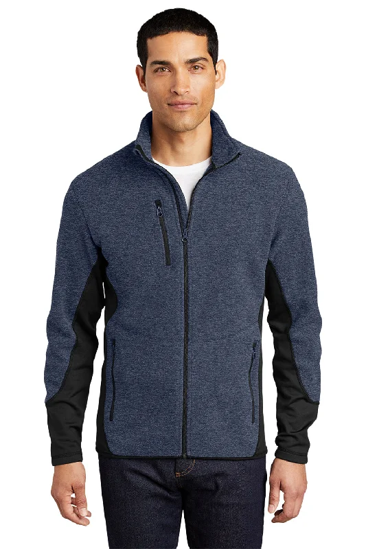 Port Authority Mens R-Tek Pro Pill Resistant Fleece Full Zip Jacket - Heather Navy Blue/Black