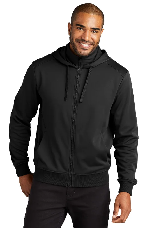 Port Authority Mens Smooth Fleece Full Zip Hooded Jacket - Deep Black