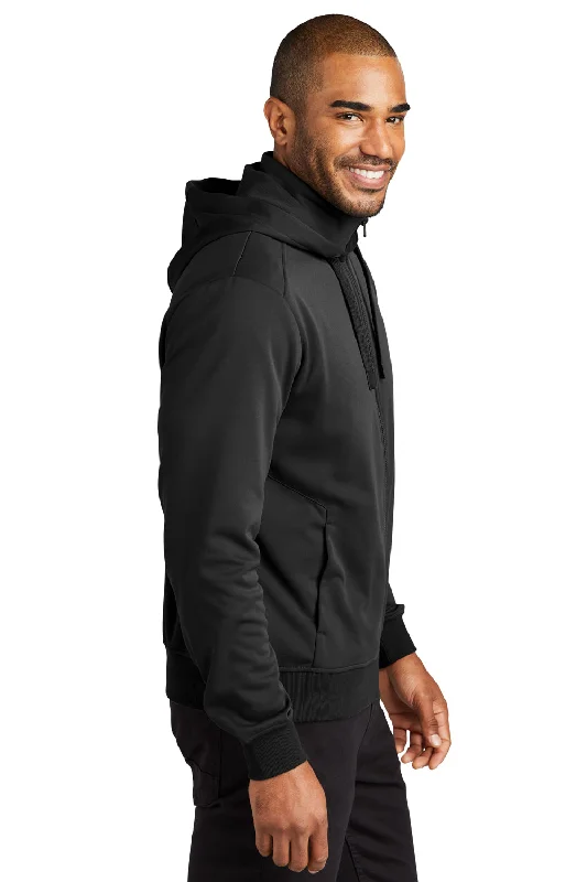 Port Authority Mens Smooth Fleece Full Zip Hooded Jacket - Deep Black