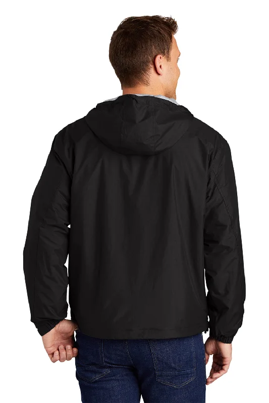 Port Authority Mens Team Wind & Water Resistant Full Zip Hooded Jacket - Black